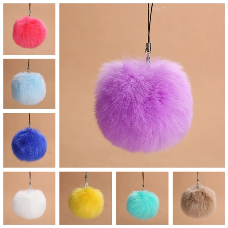 8 см Искусственный пушистый меховой помпон брелок для ключей шарик-помпон