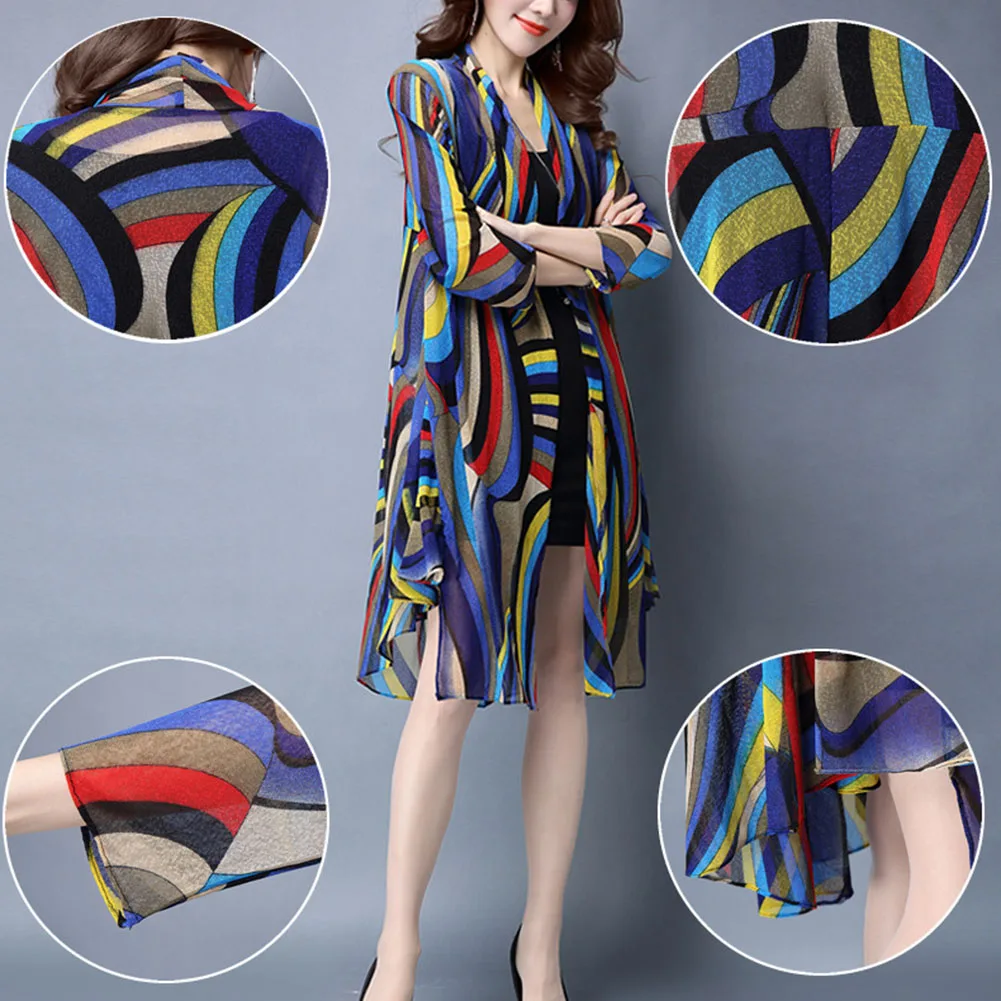 

Women Colorful Sun Protection Clothing Chiffon Long Sleeves Shirt Summer Sun Protection Clothing Anti Sun Fashion Tops #20