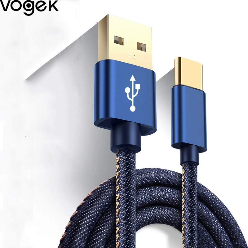 Кабель Vogek USB C для Samsung S9 S8 Demin ковбойский кабель типа Xiaomi mi9 Redmi note 7 телефонный