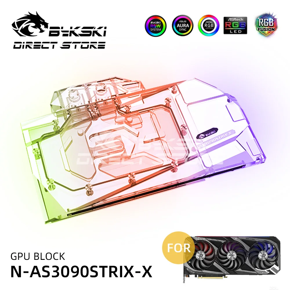 Bykski A RGB блок GPU воды с полным покрытием для ASUS STRIX RTX3090 RTX3080 VGA радиатор водяного
