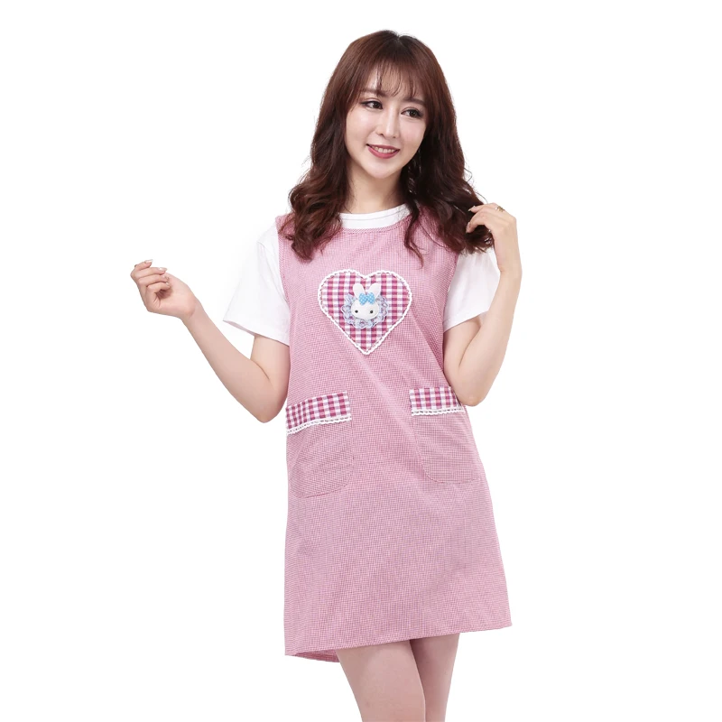 Домашний дышащий Симпатичный хлопковый кухонный фартук на плечо корейская мода