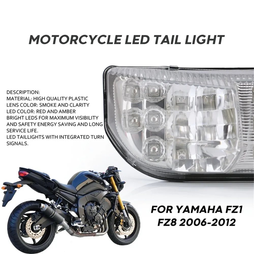 

2021 Motorcycle Fazer LED Tail Light Indicator Stop Brake Rear Warning Turn Signal Lamps Taillights for Yamaha FZ1 FZ1N FZ8 FZ8