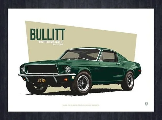 

Retro Signs Ford Mustang GT Bullitt (1968) Metal Tin Sign Art Poster Plaque Garage Home Wall Decor
