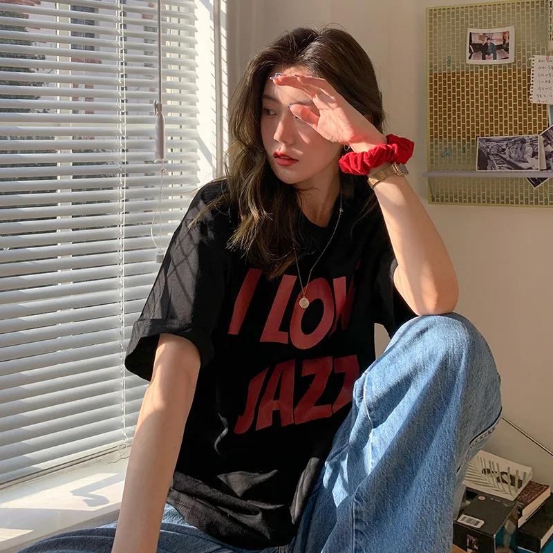 

Summer Retro Short Sleeve T-shirt Women's 2021 Loose Korean Style Trendy Harajuku Style Half Sleeve Top graphic tees women