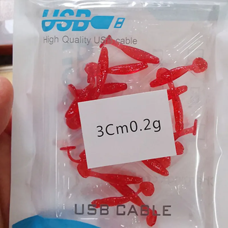 Мягкая червяк приманка для рыбалки с Т-образным хвостом 3 см 5 ПВХ микро-наживка 20