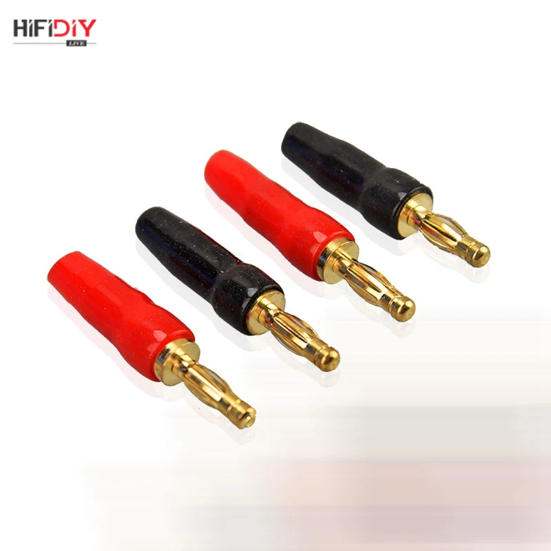 

HIFIDIY RED BLACK 4PCS 4mm Pure Copper Gold Plated Banana Plug Connector For Audio Video Speaker Adapter Terminal Connectors Kit