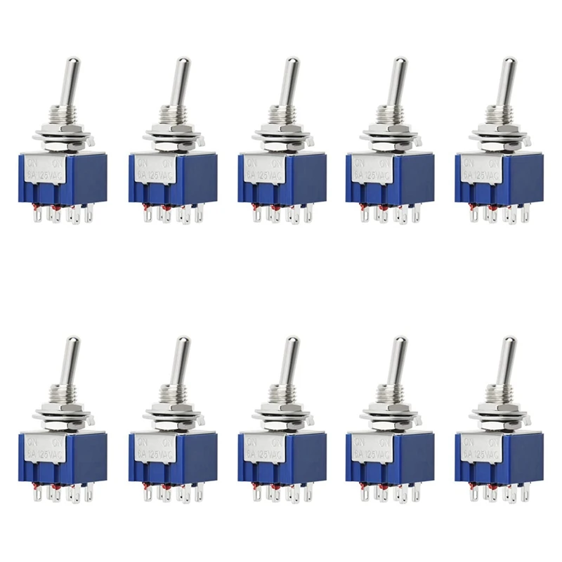 

10 Pcs Toggle Switch 2-Way 2P Design AC 125V 6A Single Pole SPDT On/on Electric Guitar Accessories