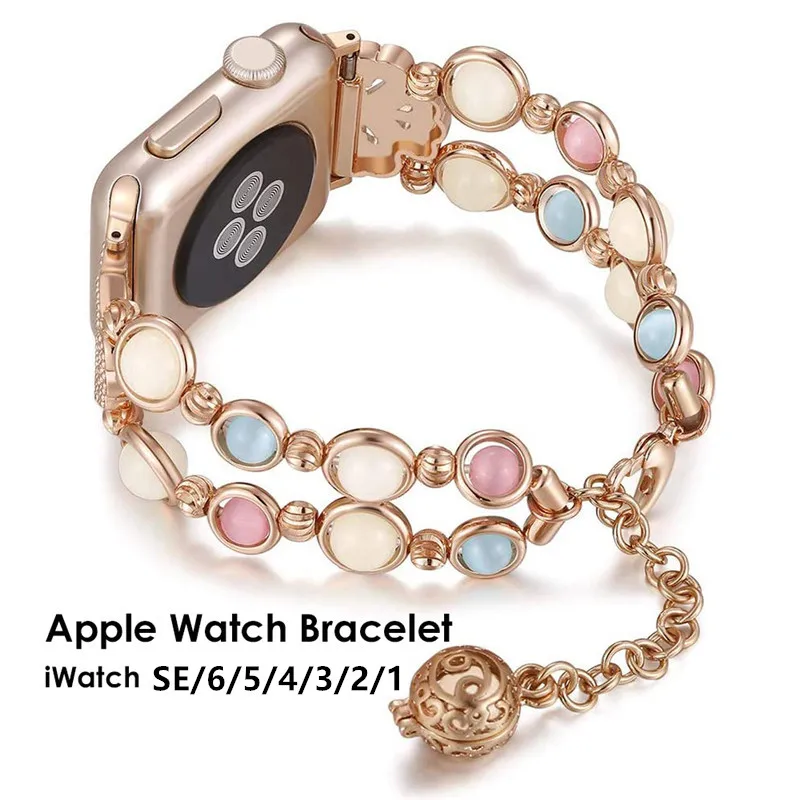 

Night Luminous Pearl Bracelet for Apple Watch Band 6 5 4 40/44mm Women Jewelry Metal Strap for IWatch Series 6 4 3 38/42mm Bands