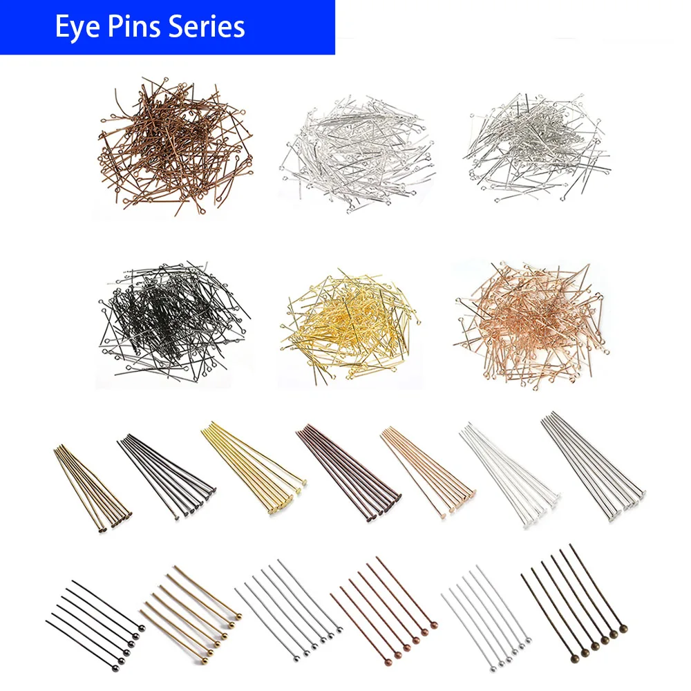 

200pcs/lot Eye Head Pins 20 25 30 35 40 45 50 mm Eye Pins Findings For Diy Jewelry Making Jewelry Accessories Supplies Wholsale