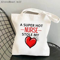 women shopper bag nurse stole heart printed kawaii bag harajuku shopping canvas shopper bag girl handbag tote shoulder lady bag