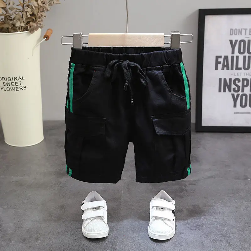 

Boy's Children's Shorts 2021 Summer Korean Style Baby Kids Casual Pants Solid Loose Elastic Waist Capris for Boy Kids Clothes