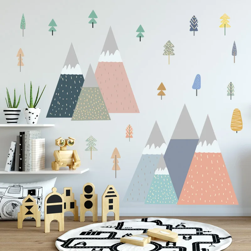 

Ins Tree Mountain Wall Stickers Trees Wall Decals Diy for Living Room Bedroom Kids Room Decor Aesthetic Home Decor