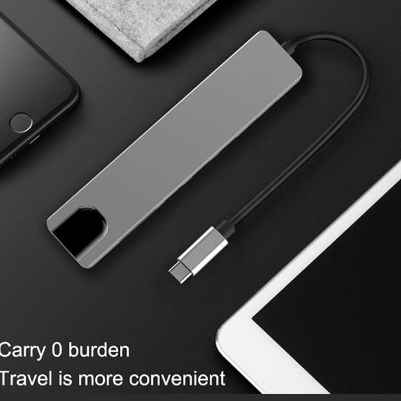 

8 In 1 Multiport Type C To USB-C 4K HDMI-comaptible Adapter USB 3.0 Cable Hub