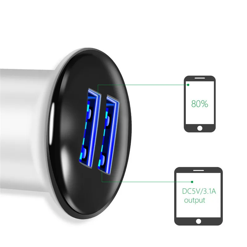 3. Charge Adapter Mini Dual USB 2 Port Car Charger Max Mobile Phone LED |
