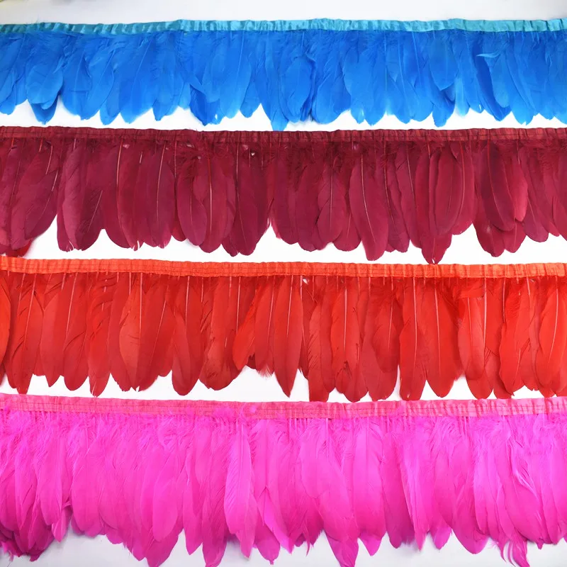 Wholesale 10Meter Goose Feathers Trims Fringe Geese Feather Ribbon 15-18cm for Crafts Wedding Decoration | Дом и сад