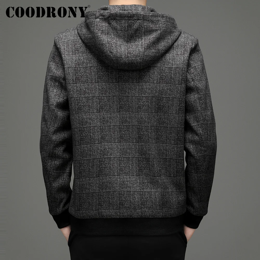COODRONY Brand Business Casual Men New Fashion Soft Warm Jacket Winter High Quality Male Windproof Solid Color Hooded Coat W8004 enlarge
