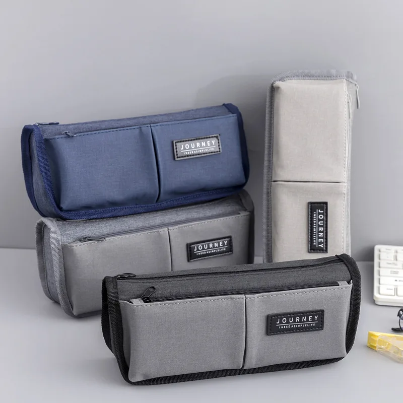 

Canvas Large Pencil Case Double Layer Japanese School Stationery Officer Storage Bags Big Pencil Bag for Boys Girls Pencilcase