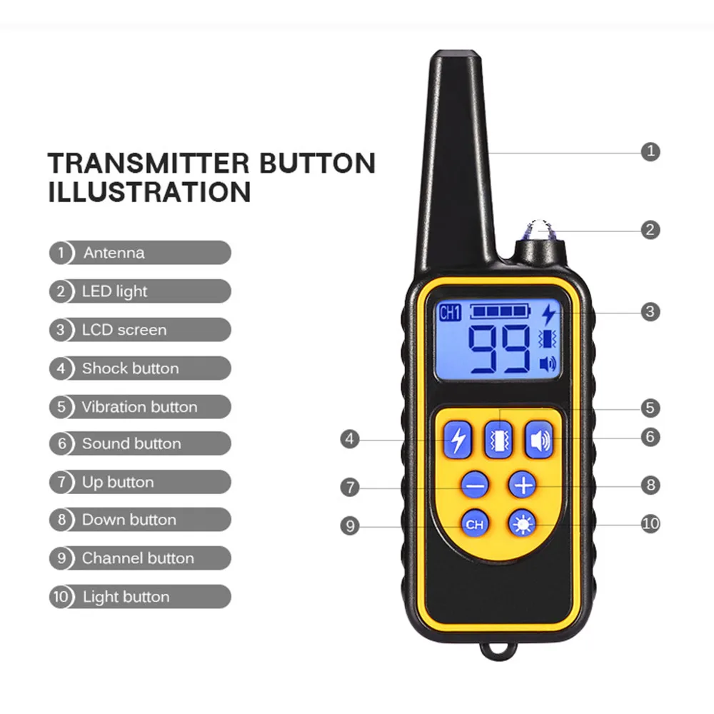 800 м Электрический тренировочный ошейник для собак водонепроницаемый