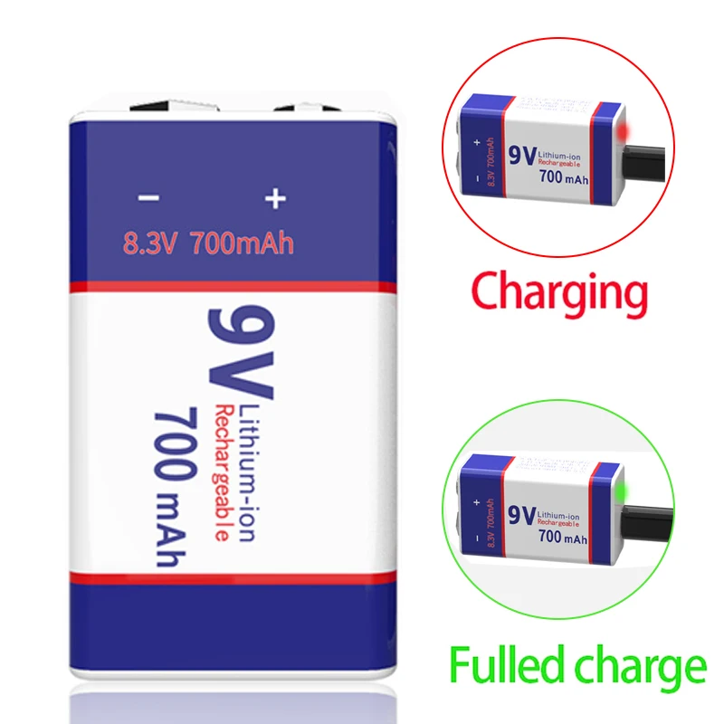 

Литий-ионный аккумулятор 6F22, 700 мАч, micro USB, 9 в