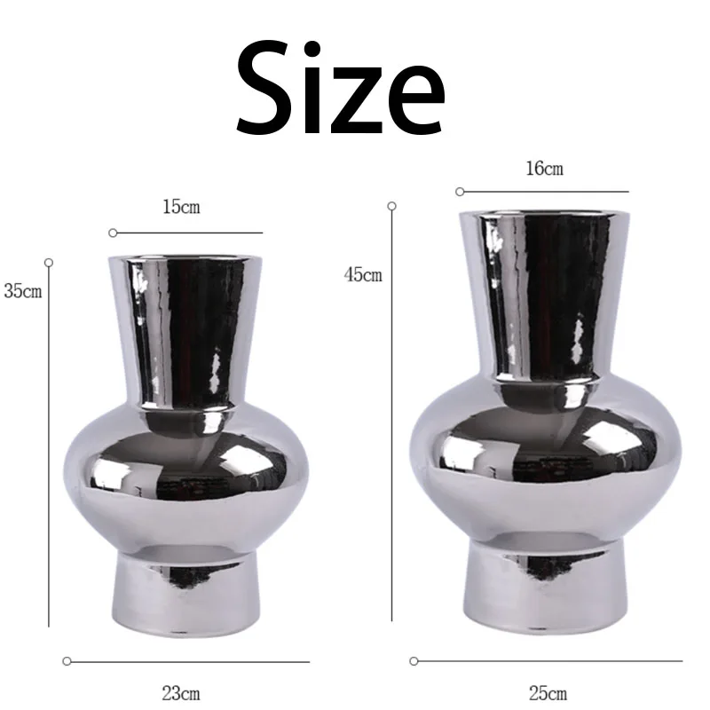 

Creative Plating Silver Craft Ceramic Vase Modern Living Room Flowers Vases Ornaments Office Meeting Room Bookcase Plant Pots