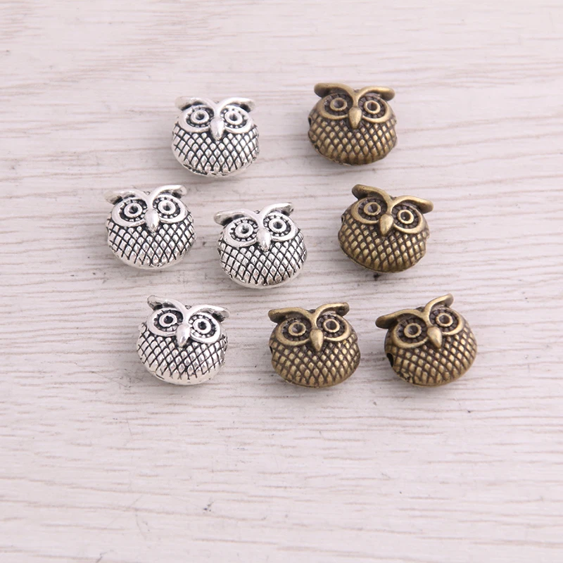 

SWEET BELL 20pcs 11*11mm Two Color Owl Bead Spacer Bead Charms For Diy Beaded Bracelets Jewelry Handmade Making