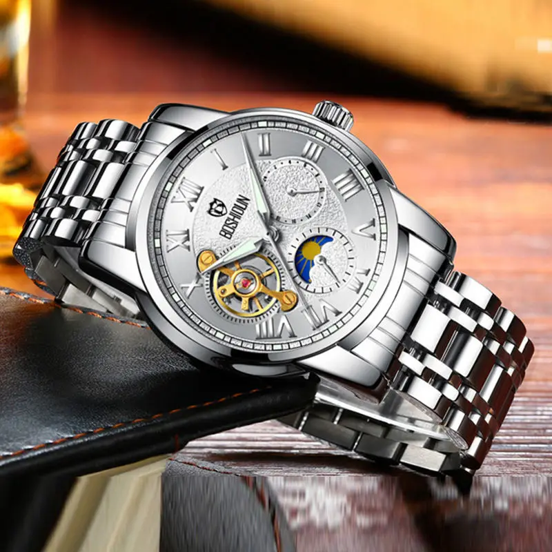

Automatic multi-needle flywheel mechanical watch men's luminous waterproof trend men's watch sun, moon and stars luxury watch