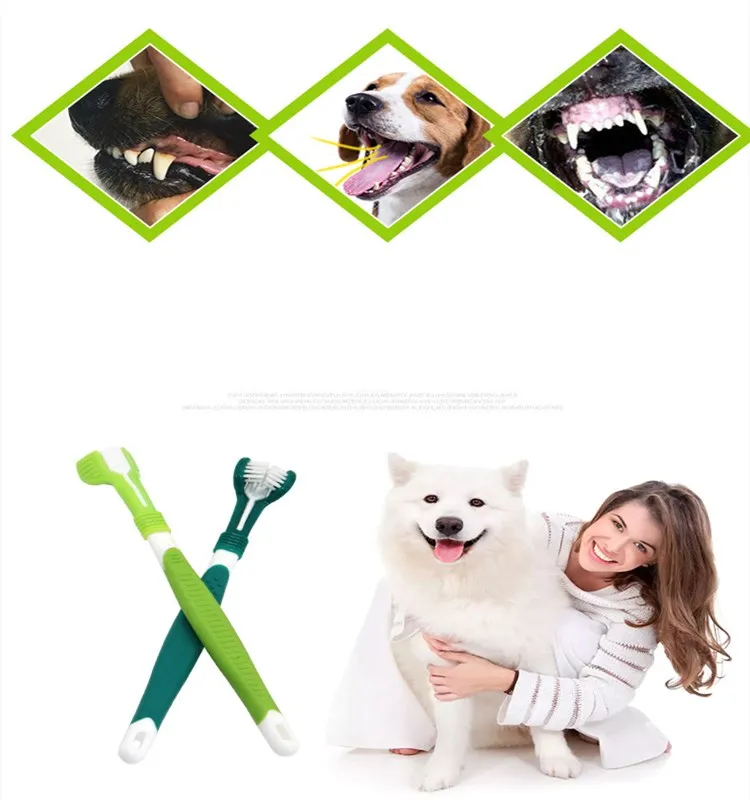 Трехсторонняя зубная щетка для собак мягкие резиновые зубные щетки ухода за