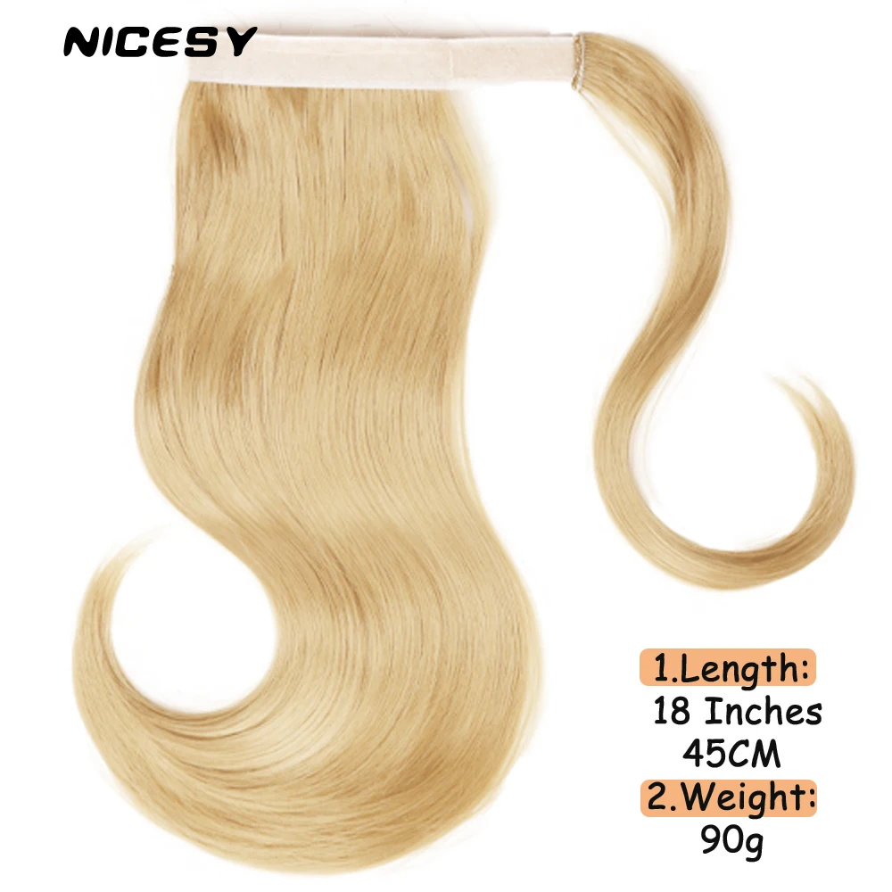 NICESY Synthetic Short Bounce Wraparound Ponytail Extensions Clip-in18In Heat Resistant Hair Suitable For White And Black Ladies | Шиньоны и