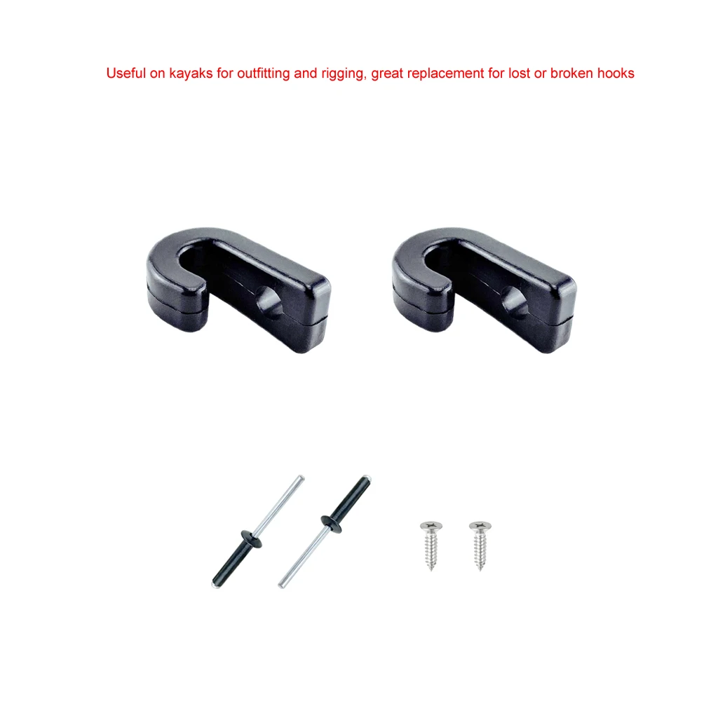 

1 Pair J Shape Hook Durable Plastic J Shape Screws Lashing Hook J-hooks Tie Down Hook for Kayaks Canoes Rowing Boats Accessories