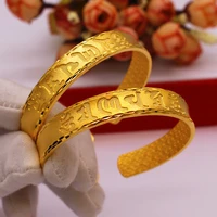 buddhism six character mantra 24k gold bangles and bangles for women 999 stamps open bangle golden woman jewelry gifts