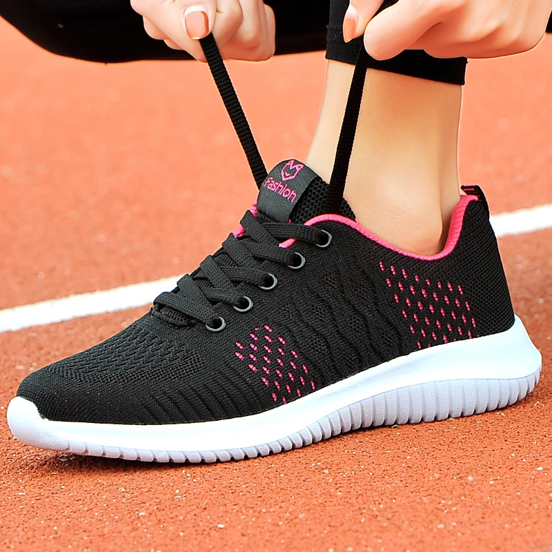 Кроссовки женские легкие из сетчатого материала дышащие Нескользящие плоская