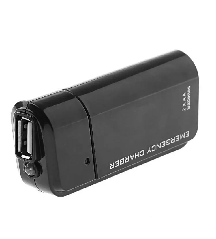convenient usb emergency charger power bank by 2pcs aa batteries with 3in1 charging cable for universal mobile phone free global shipping