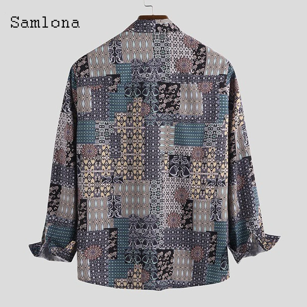 

Men Fashion Tops Streetwear Long Sleeve Casual Model Print Blouse 2021 Single-Breasted Shirt Sexy Mens clothing Plus Size S-5XL