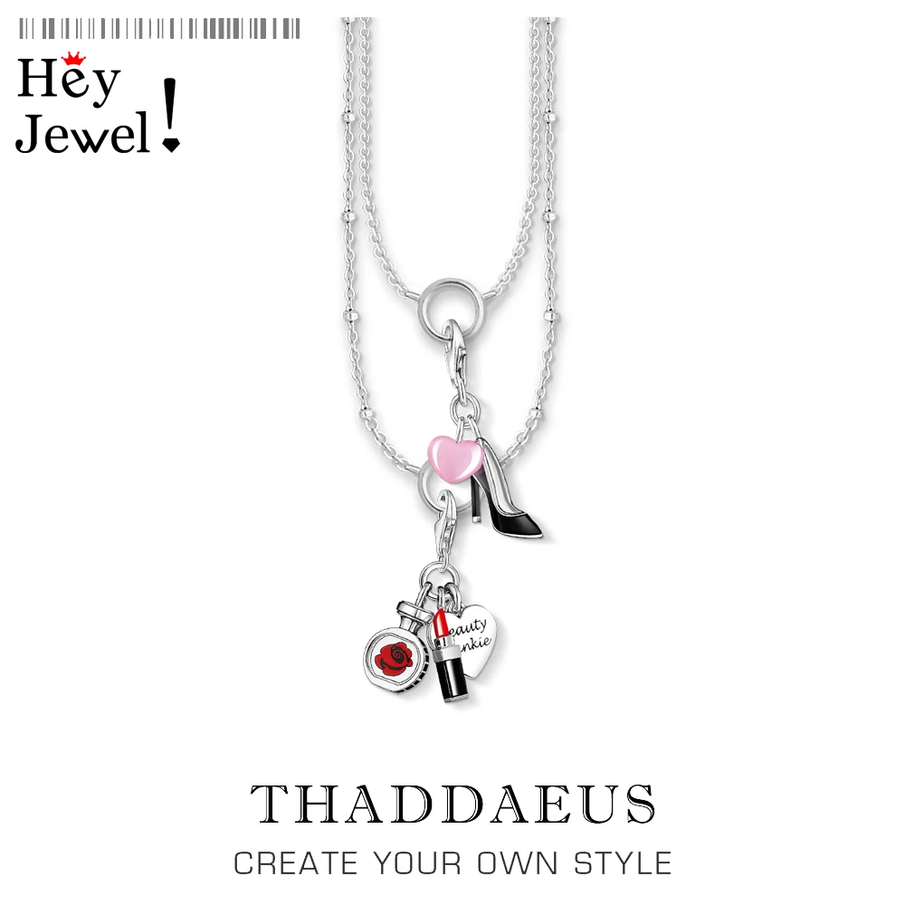 

Charm Necklace Beauty Junkie & Heel,2020 Spring Brand Fashion Jewelry Europe 925 Sterling Silver Bijoux Gift For Women Girls