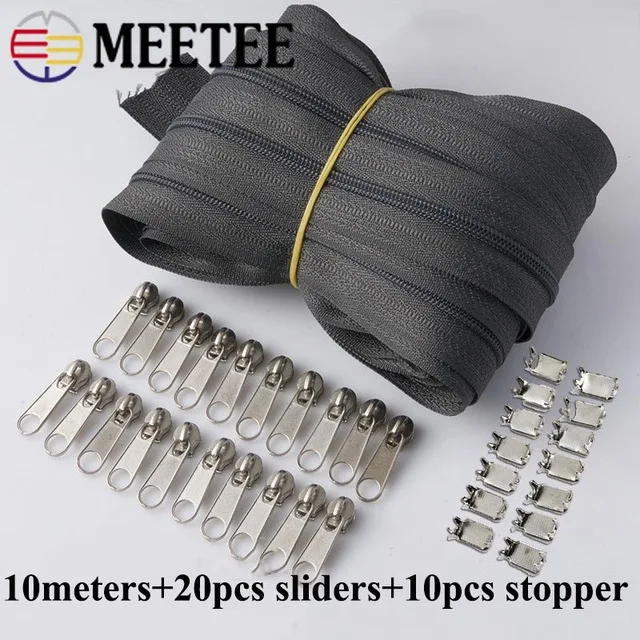 Meetee 10 метров нейлон 3 # катушка молния со слайдером и стопором для стеганых сумок