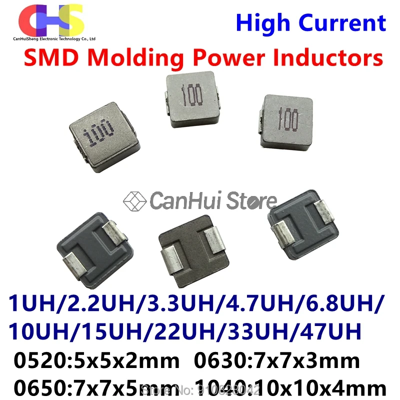 10 шт. 0520 0630 0650 1040 1R0 2R2 6R8 150 330 470 101 SMD формовочные Силовые индукторы 1UH 2 3 4 7 6 8 15 22 33 47 68