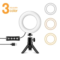 6inch mini ring light selfie usb led desktop ring lamp with tripod stand cell phone holderremote for youtubevideo conference