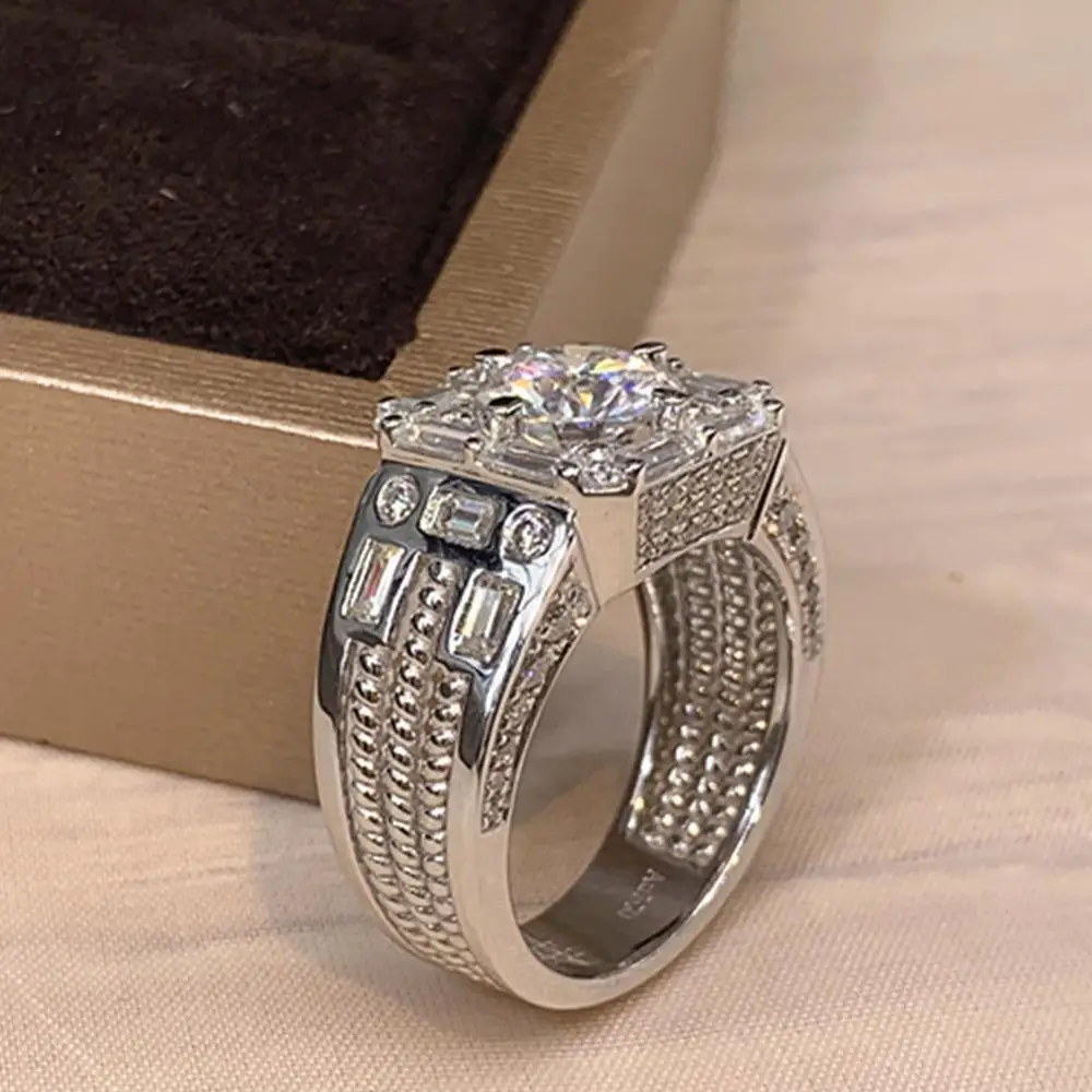 

3pcs/set Luxury White Inlay Zircon Rings For Women Engagement Band Ring Banquet O4E8