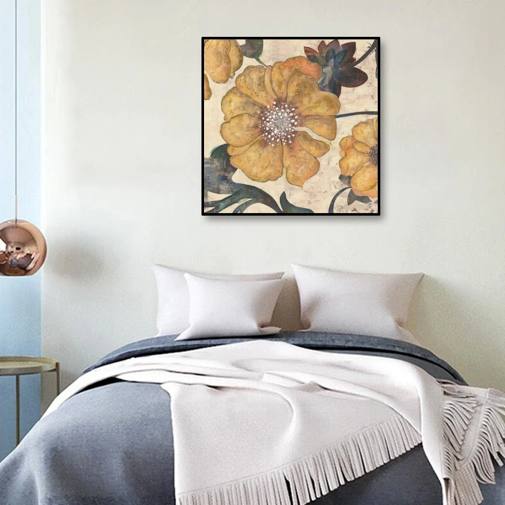 

Laeacco Flowers Impressionist Canvas Painting Calligraphy Posters and Prints Wall Art Pictures for bedroom Home Decor