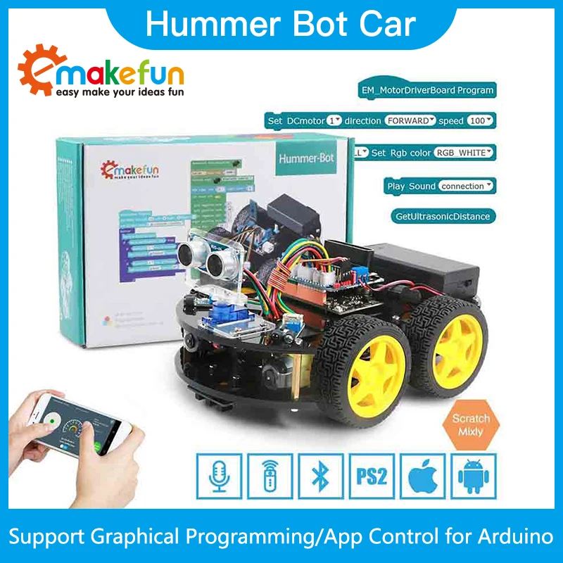 Enlarge Emakefun 4WD Robot Cars for Arduino Starter Kit Smart Car APP RC Robotics Learning Kits STEAM Toy Kid Lesson+Video+Code