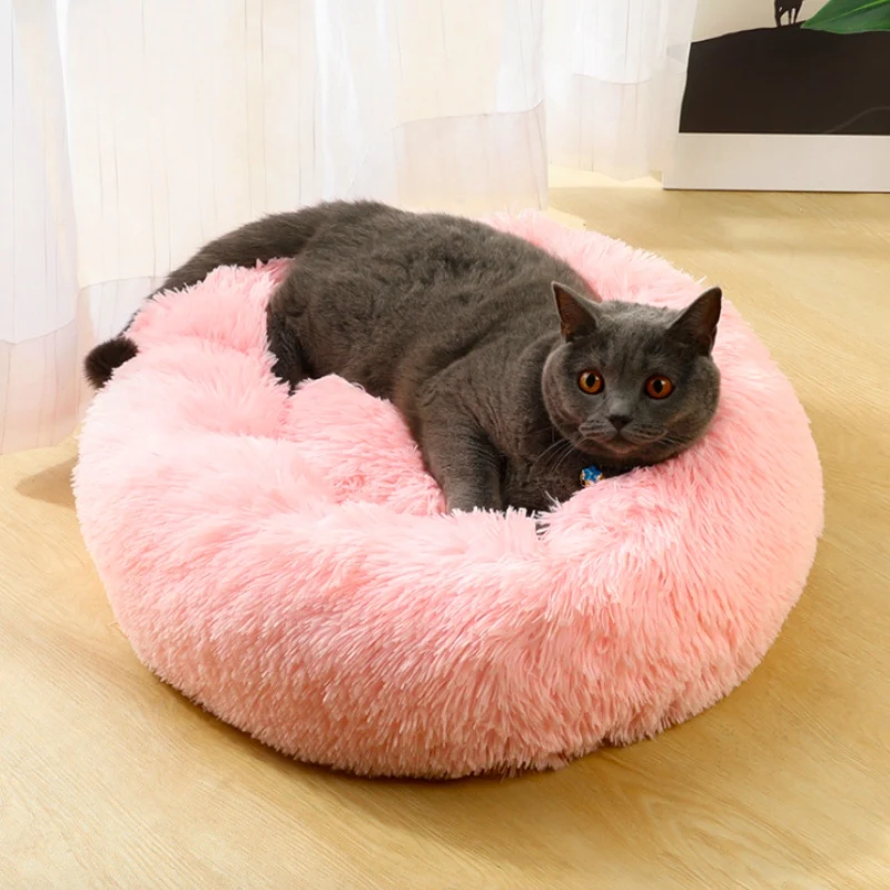 Милая теплая мягкая кровать для кошек домик зимнее гнездо домашних питомцев