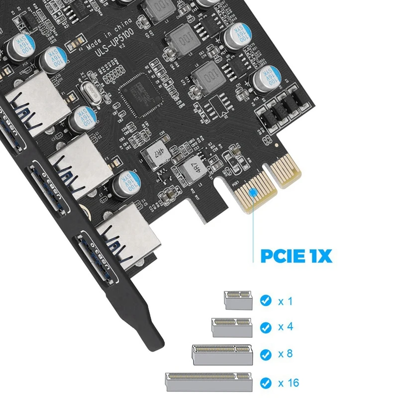 ULS 5100 5 Port PCI E Плата расширения USB3.0 3 + Type C 2 20PIN слот|Платы расширения| |