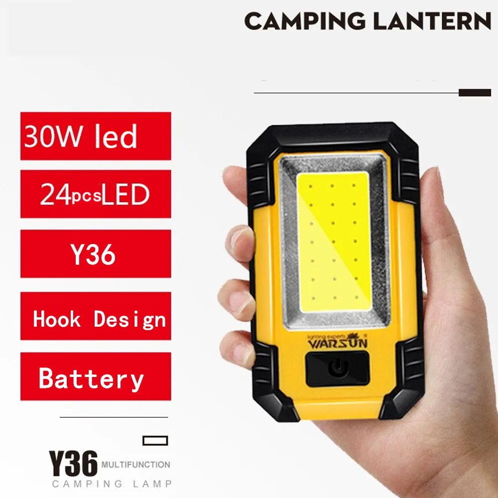 구매 휴대용 COB LED 비상 조명, 30W, 슈퍼 밝은 방수 캠핑 텐트 라이트, 충전식 야외 작업 손전등