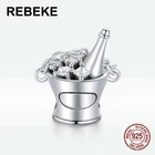 Оригинальные DIY женские брендовые ювелирные изделия, шармы для шампанского, бусины, подходят для изготовления браслетов, 100% Стерлинговое Серебро 925 пробы, кулон, роскошный подарок