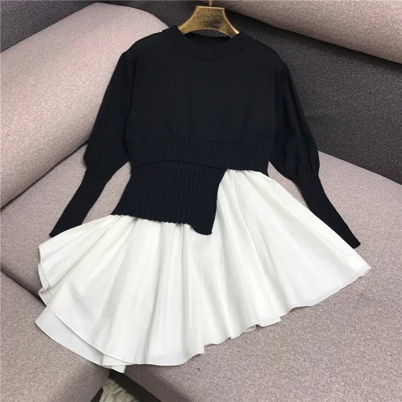 

Шикарные топы для подиума 2020 винтажный вязаный шифоновый свитер с круглым вырезом и длинными рукавами в стиле пэчворк для женщин на осень и ...