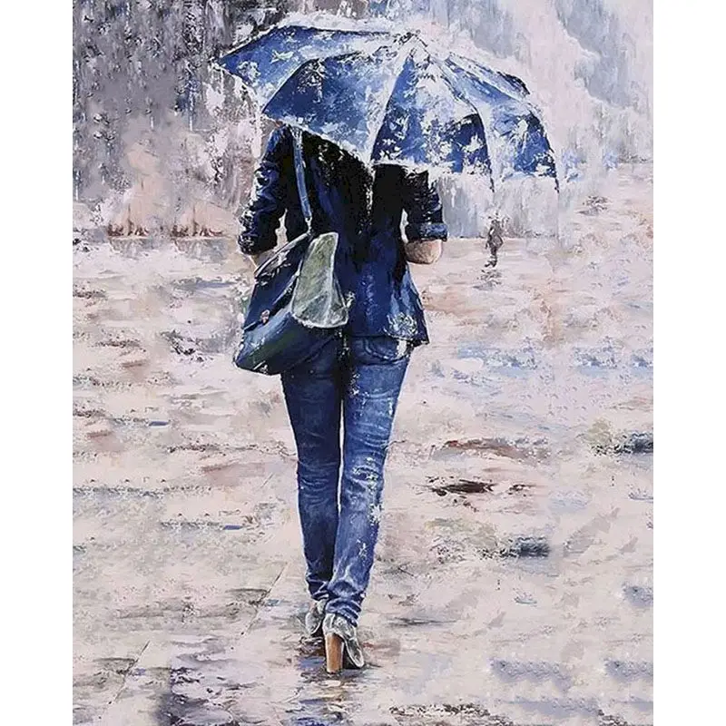 

Oil Painting By Numbers Walking Man Umbrella Diy Modern Wall Art Picture Acrylic Coloring Paint By Number For Home Decoration