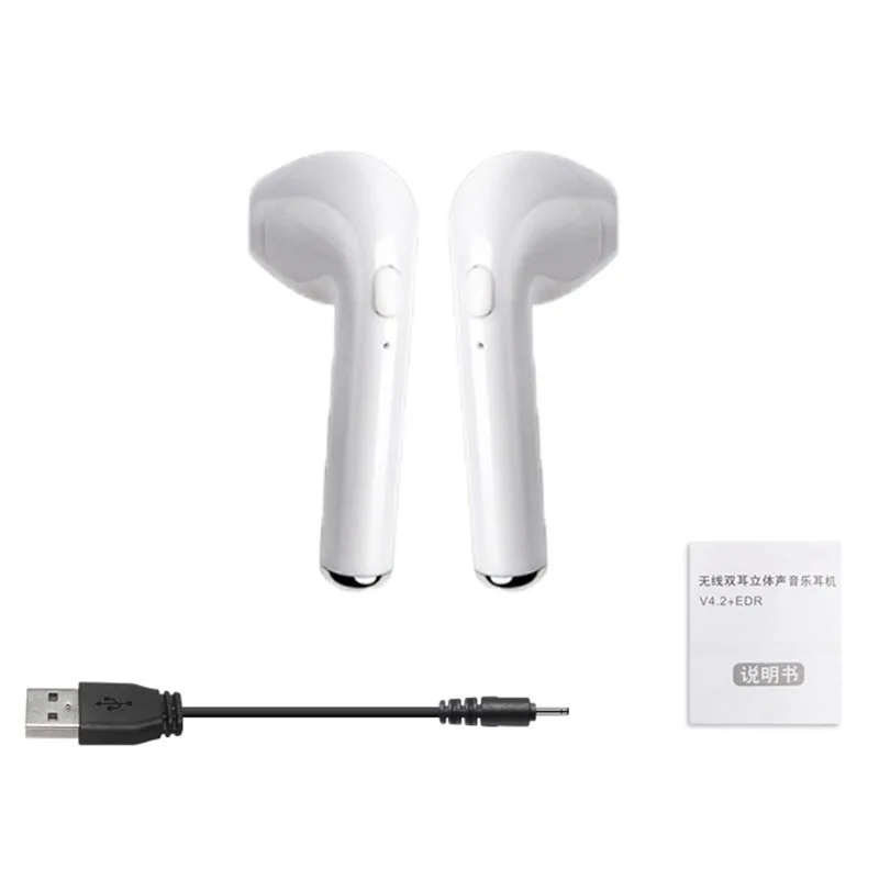 two white I7 Bluetooth беспроводные наушники-вкладыши для i7s tws наушники спортивные с микрофоном для iPhone samsung huawei LG PK i9 i11 i12 i14 i200 - Цвет: two white