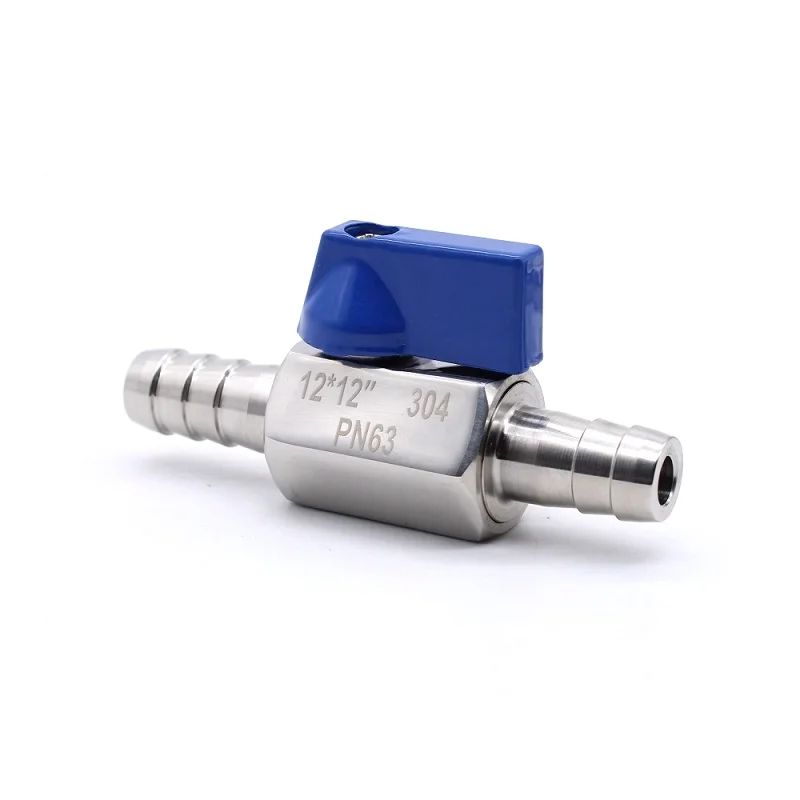 Шланг мини-санитарный шаровой кран из нержавеющей стали SUS 304 с синей ручкой 7 мм 8