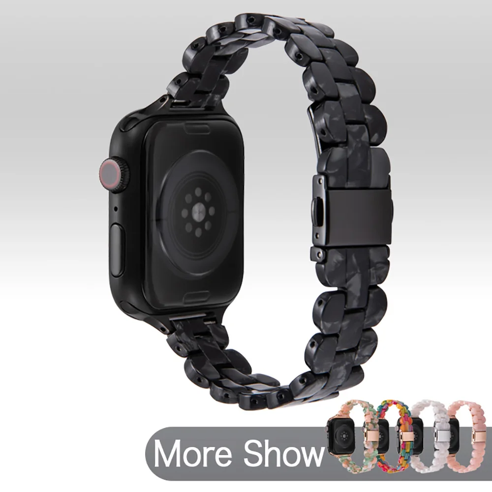 

Resin Watch Bracelet For Apple Watch Series SE 6 5 4 3 44mm 40mm 42mm 38mm Watchband Women iWatch Series se 6 Wrist Strap