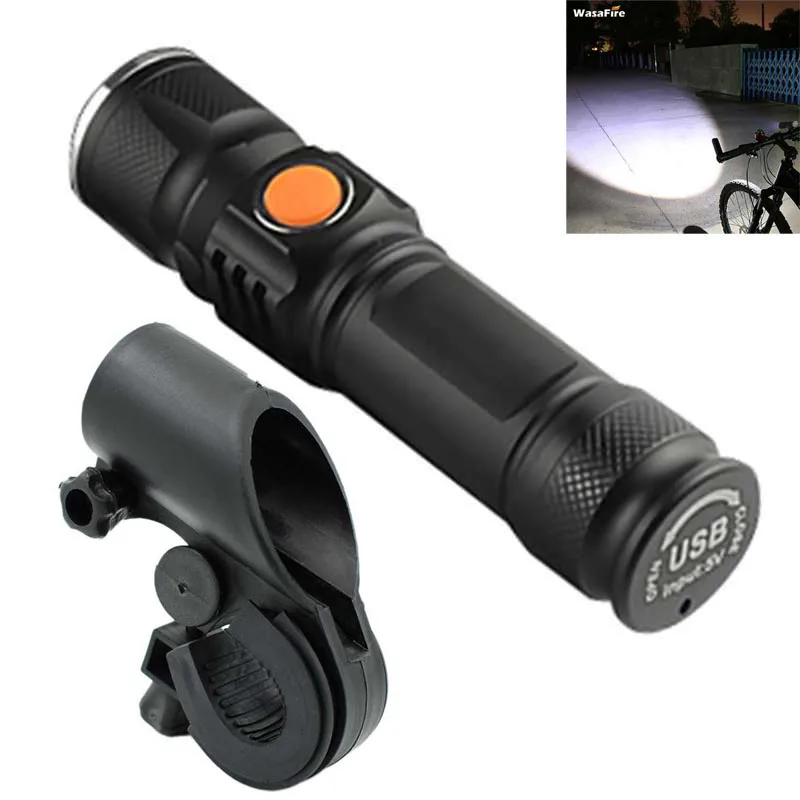 Светодиодный фонарик с ультра ярким зумом usb зарядка Q5 Передний фонарь для